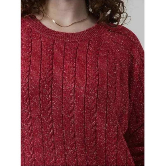 Athleta Crossroads Sweater Red Metallic S EUC - Picture 3 of 8